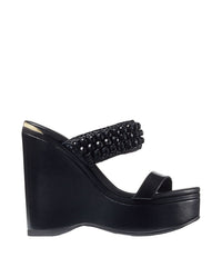 Mules compensées Amoure 130 en cuir - Black Intense