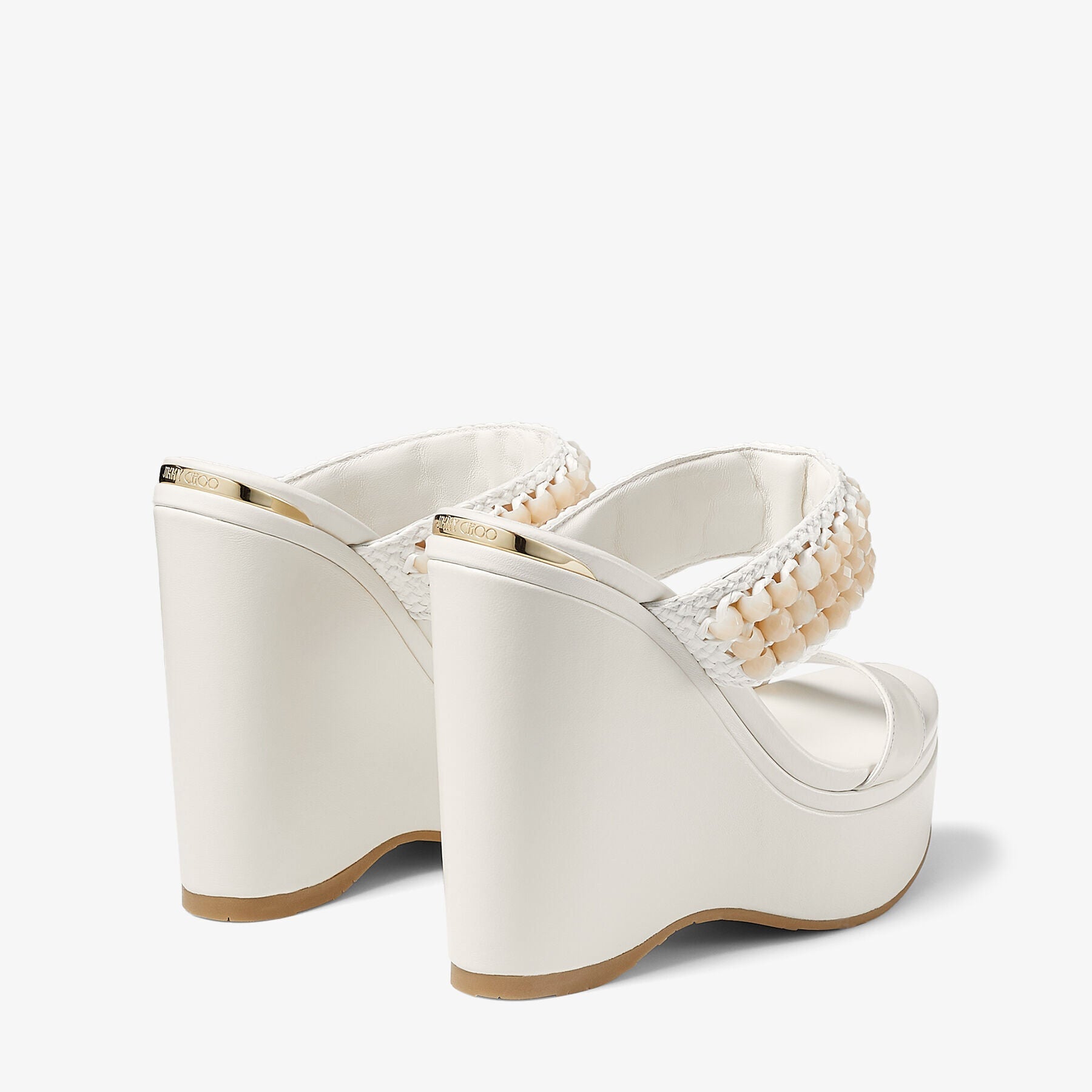 Amoure 130 wedge mules in leather - Latte & Ivory