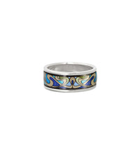 Bague Ultra en émail et plaqué au rhodium - Bleu & vert & violet