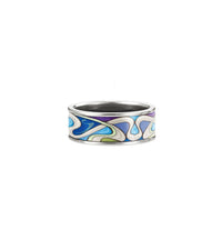 Bague Miss en émail et plaqué au rhodium - Bleu & vert & violet