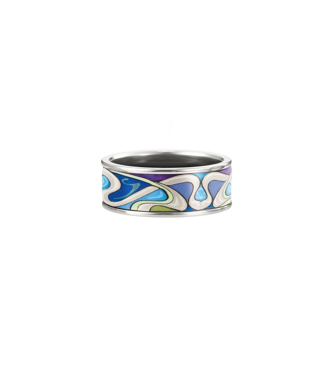 Bague Miss en émail et plaqué au rhodium - Bleu & vert & violet