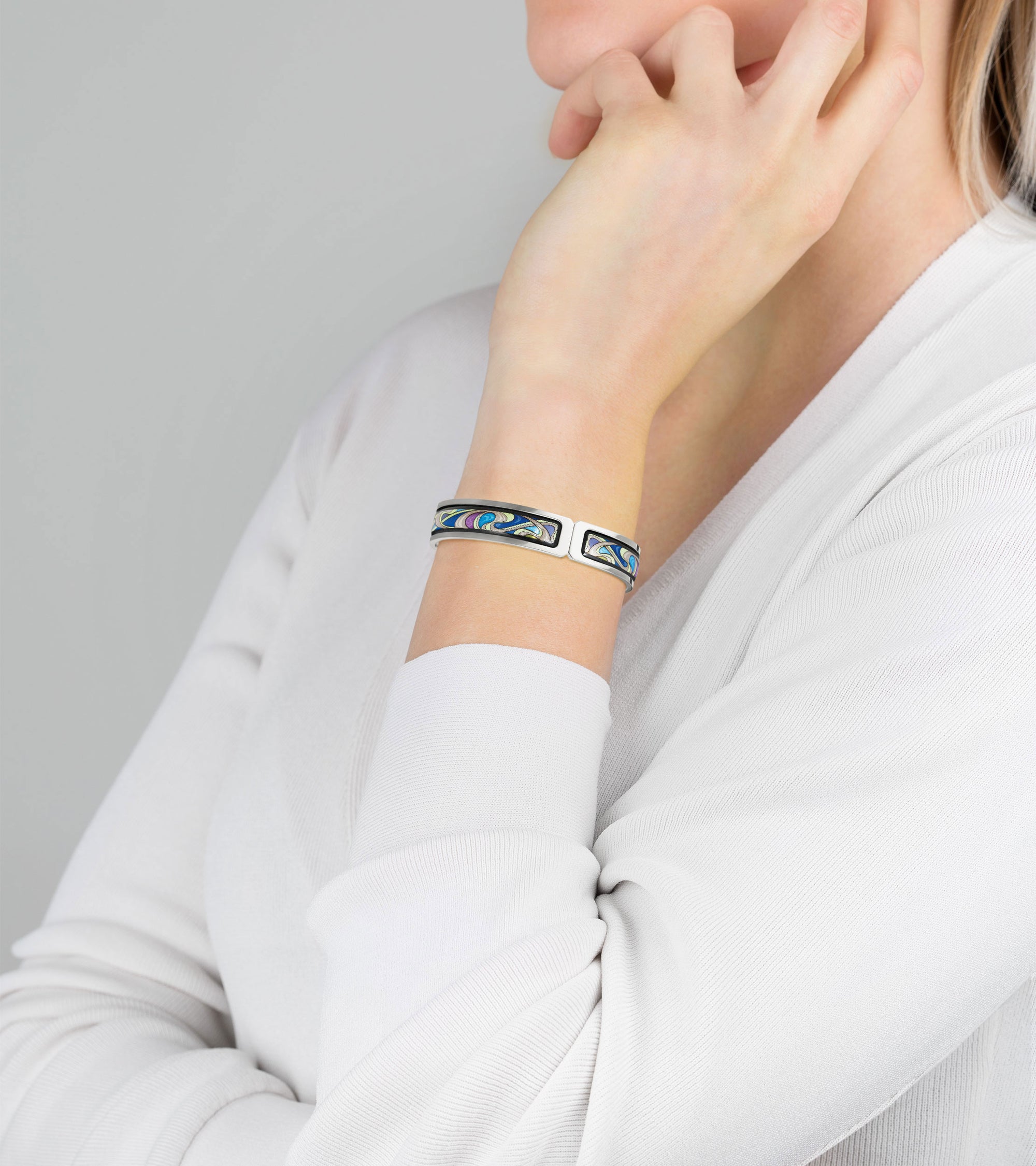 Bracelet Ballerina en émail et plaqué au rhodium - Bleu, Vert & Violet