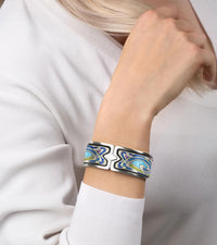 Manchette Royal en émail et plaqué au rhodium - Bleu & vert & violet