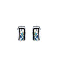 Enamel and rhodium Mini Creole earrings - Blue & green & purple