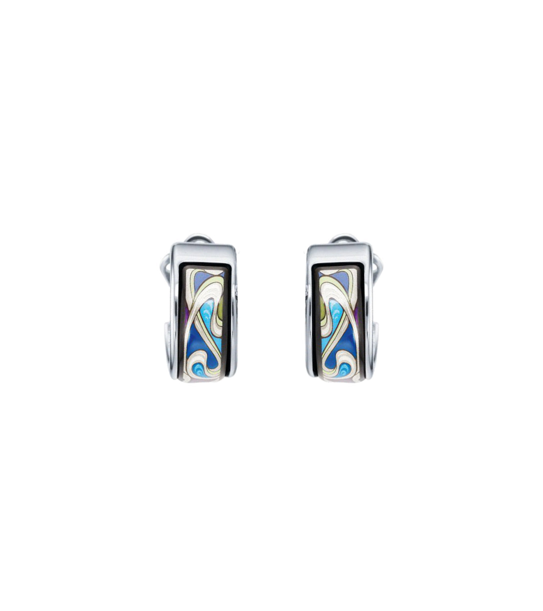 Enamel and rhodium Mini Creole earrings - Blue & green & purple