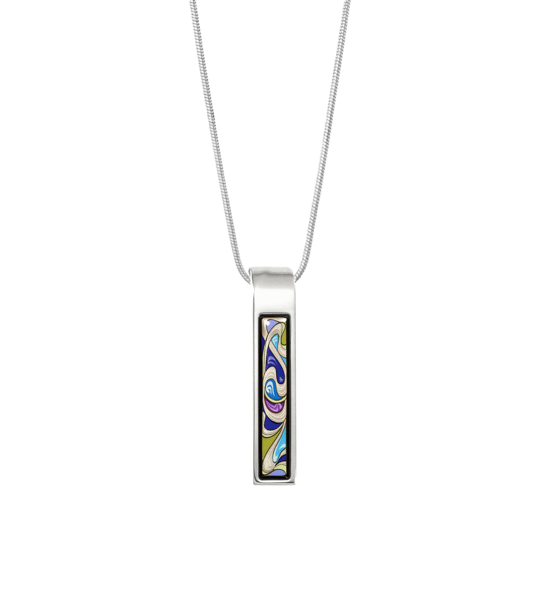 Collier Cascade en émail et plaqué au rhodium - Bleu & vert & violet