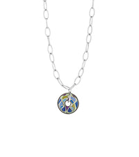 Collier Luna Piena en émail et plaqué au rhodium - Bleu, Vert & Violet