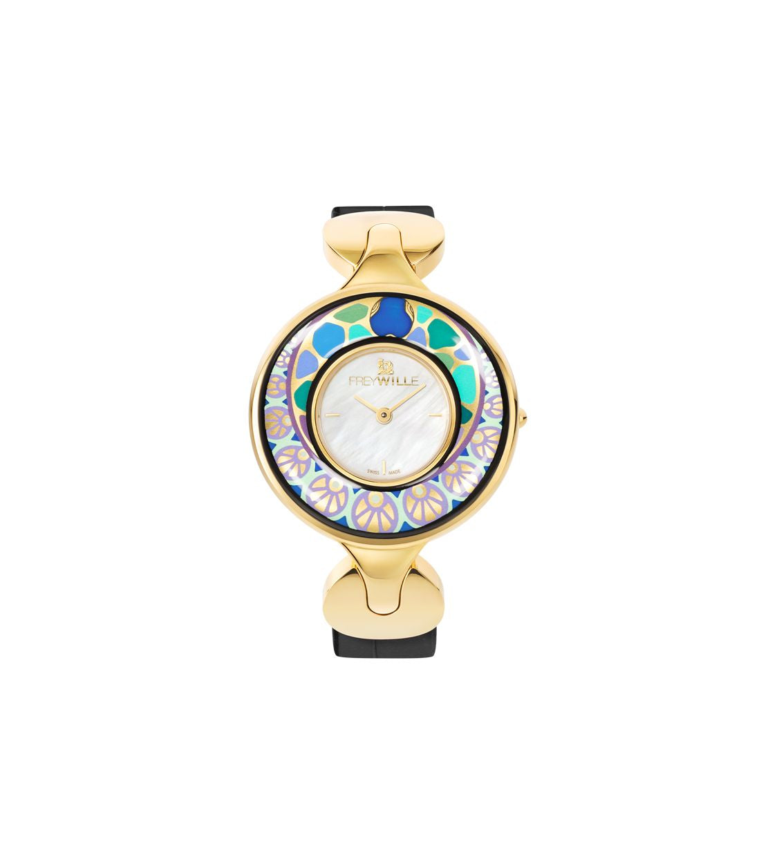 Montre Helena en émail et décoré à l'or - Vert & bleu & or