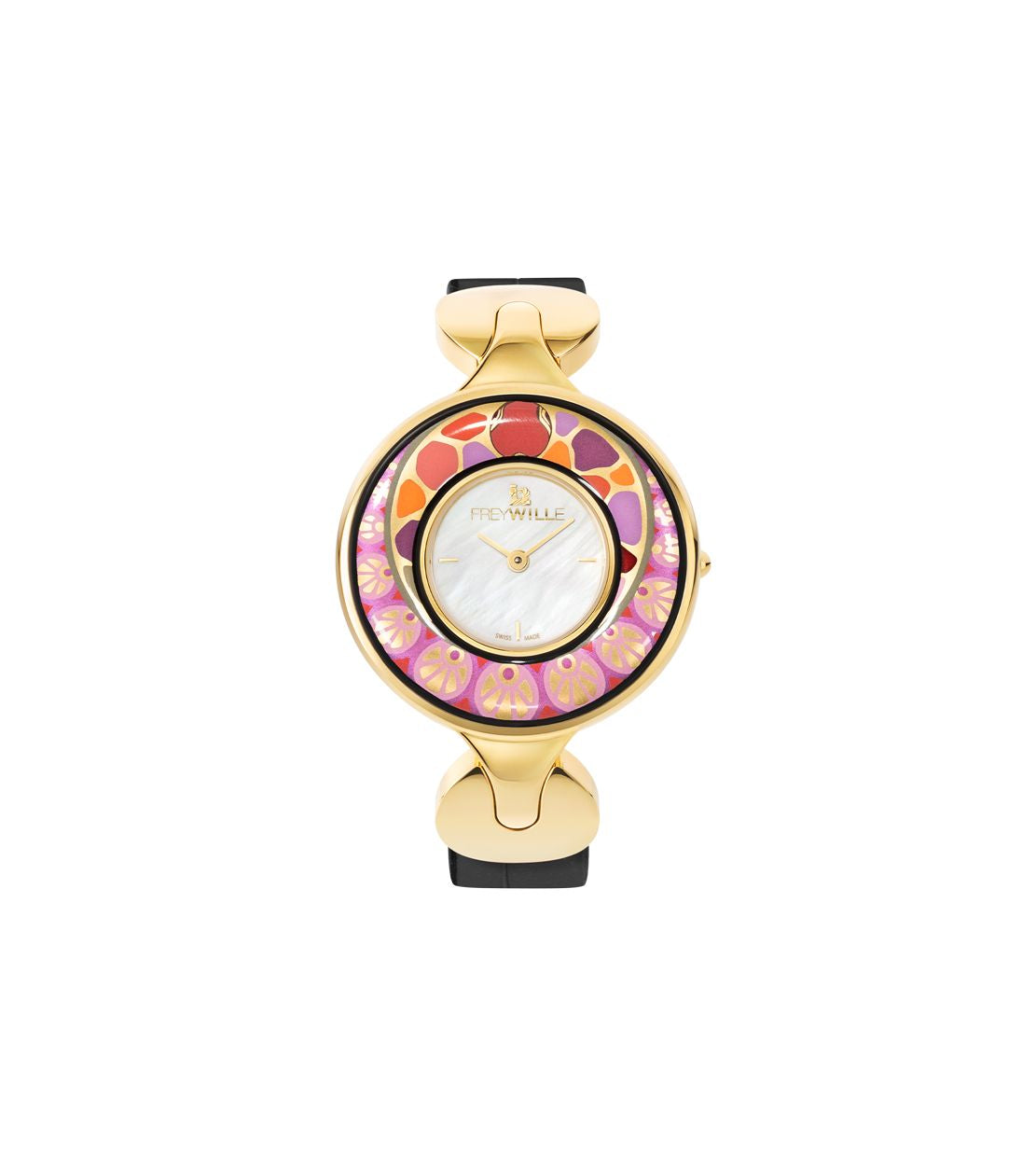 Montre Helena en émail et décoré à l'or - Rose & orange & or