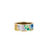Bague Miss en émail et décoré à l'or - Vert & bleu & or