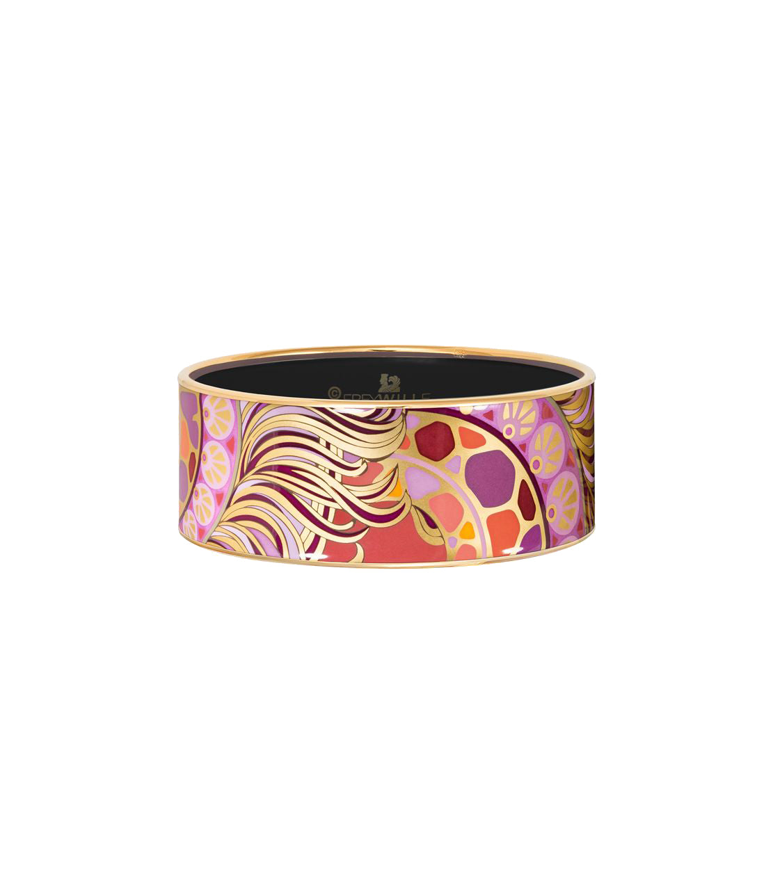 Manchette Donna en émail et décoré à l'or - Rose & orange & or