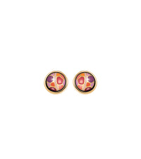 Cabochon earrings plated with 24 carat gold - Pink & Orange