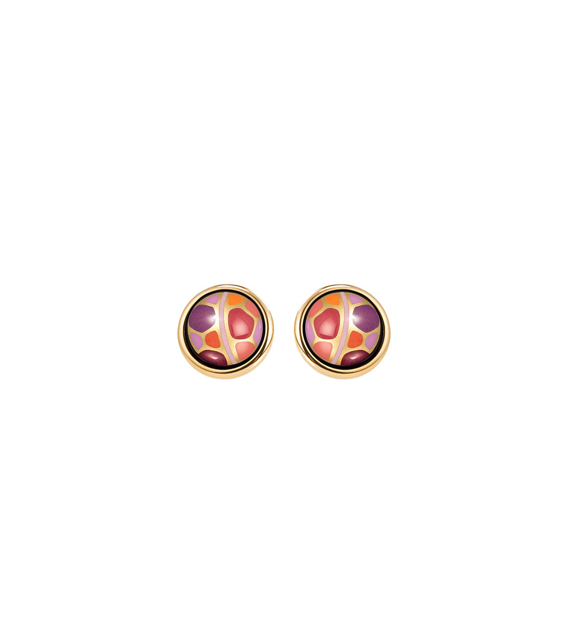 Cabochon earrings plated with 24 carat gold - Pink & Orange