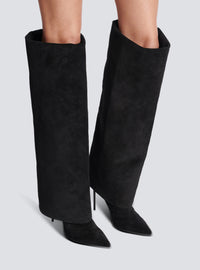 Bottes ariel en cuir velours - Noir