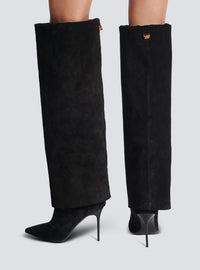 Bottes ariel en cuir velours - Noir