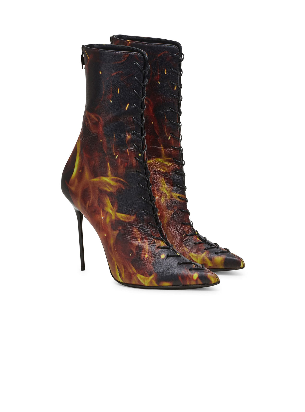Bottines Uria en cuir imprimé Fire - Noir & Jaune