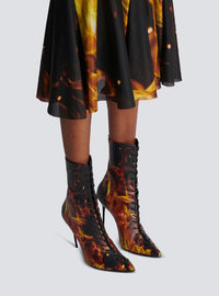 Bottines Uria en cuir imprimé Fire - Noir & Jaune