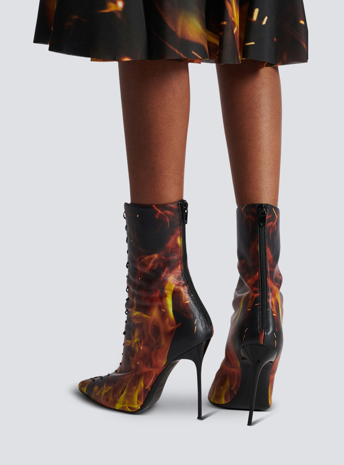 Bottines Uria en cuir imprimé Fire - Noir & Jaune