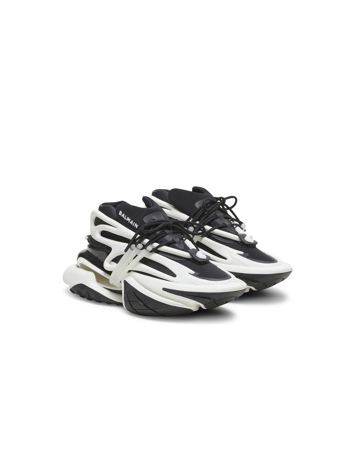 Baskets unicorn en néoprène bicolore et cuir - Noir & Blanc
