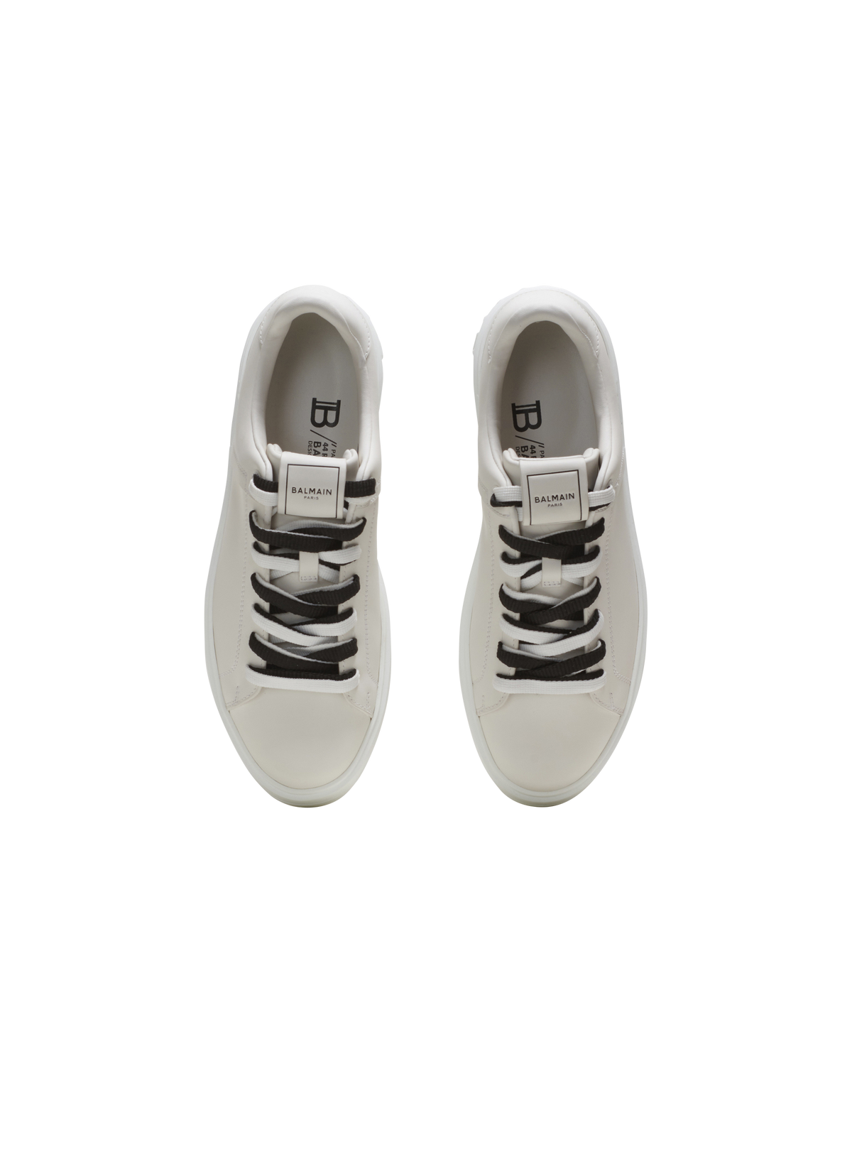 Baskets b-court en cuir lisse - Blanc & Noir