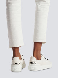 Baskets b-court en cuir lisse - Blanc & Noir