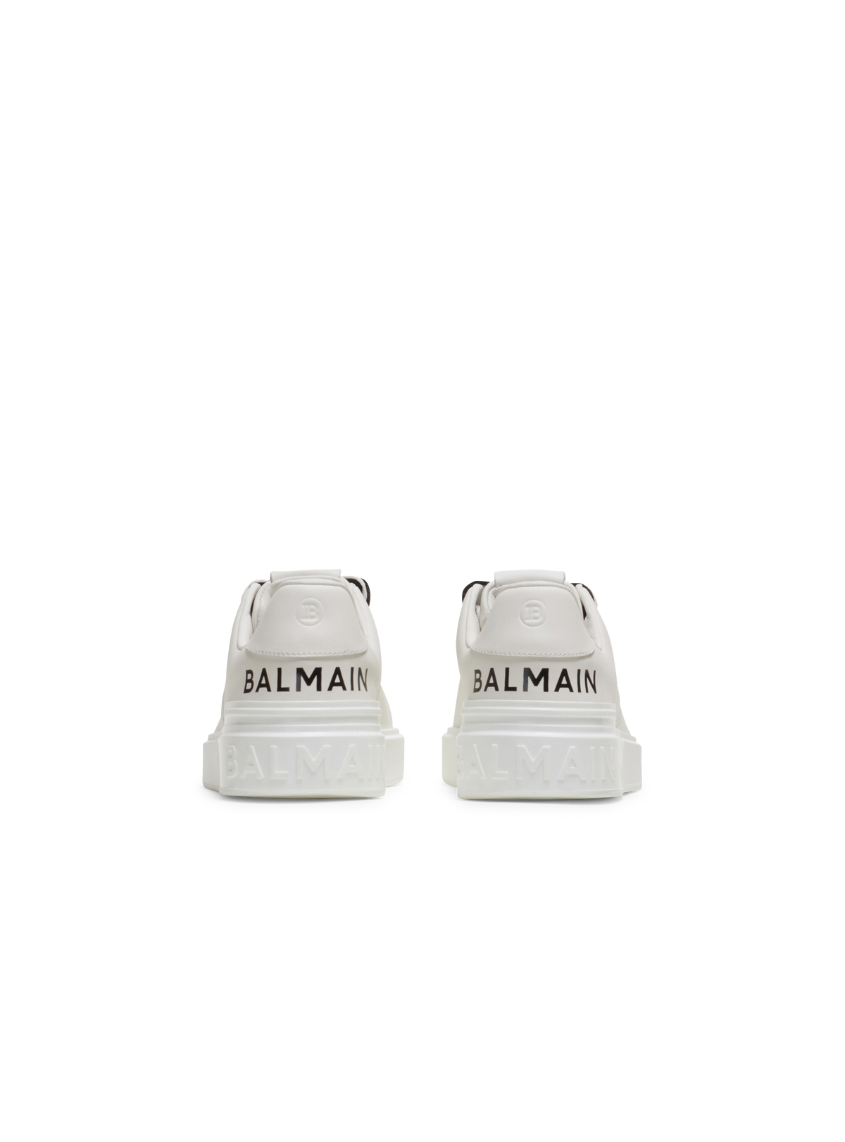 Baskets b-court en cuir lisse - Blanc & Noir