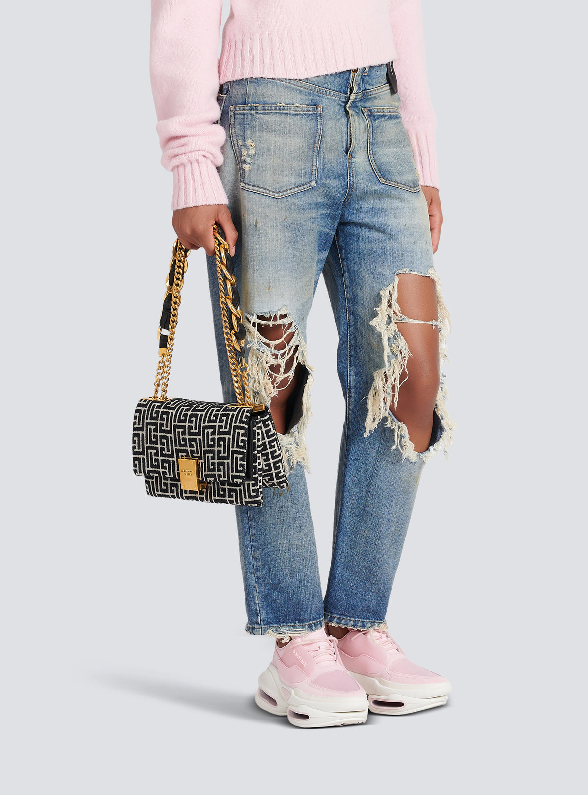 Sac 1945 soft petit modèle en jacquard monogramme - Ivoire & Noir