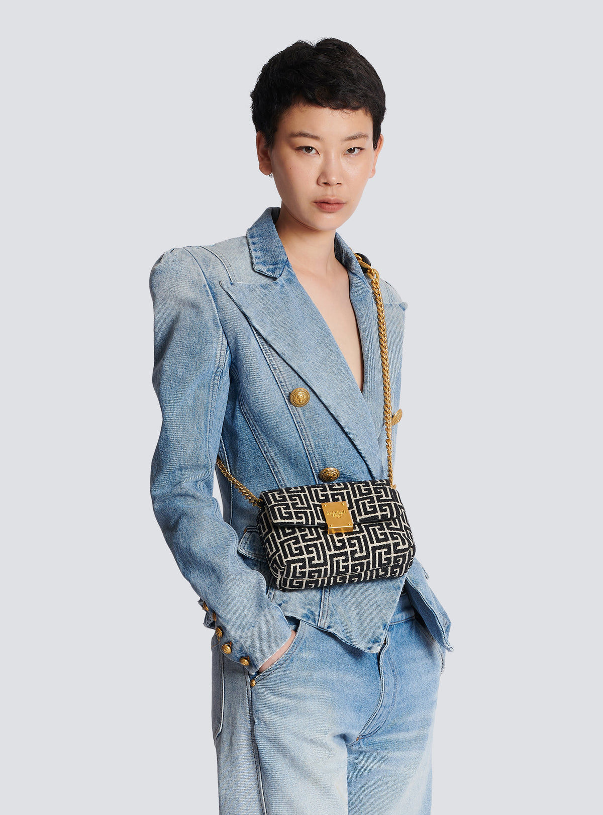 Sac 1945 soft mini modèle en jacquard monogramme - Ivoire & Noir
