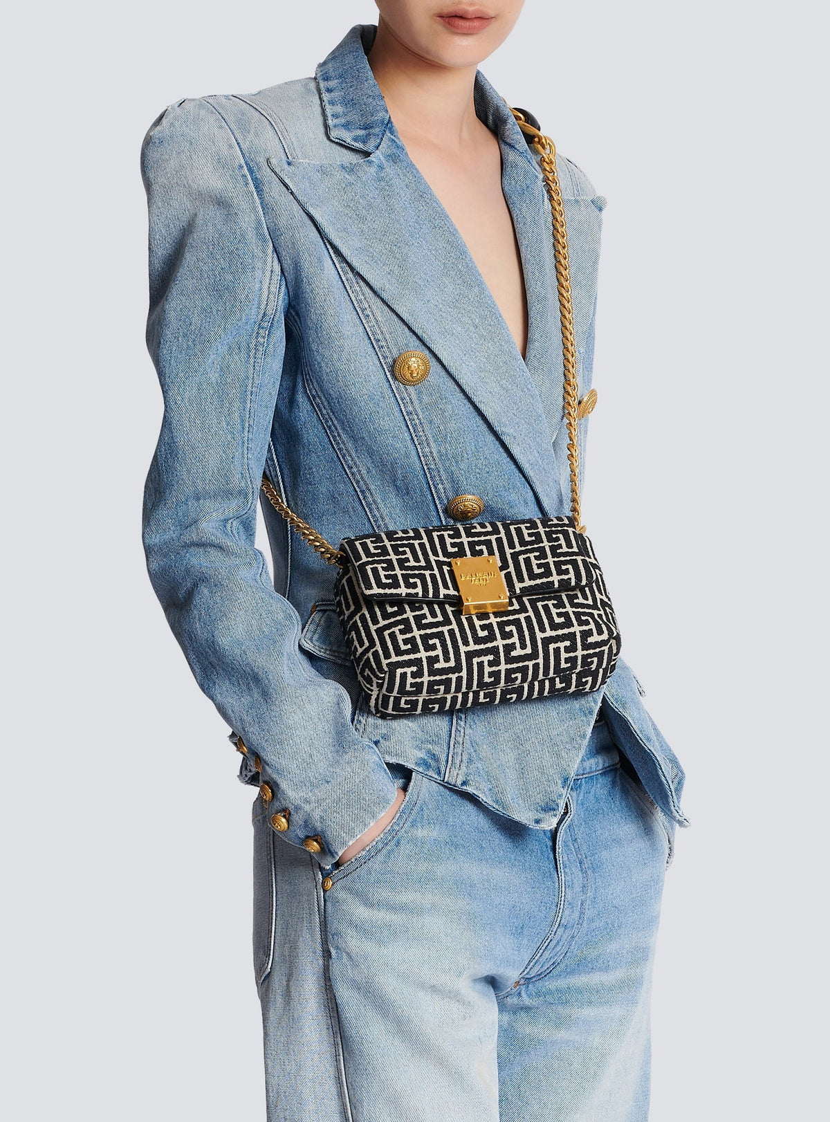 Sac mini 1945 Soft en jacquard - Ivoire & Noir