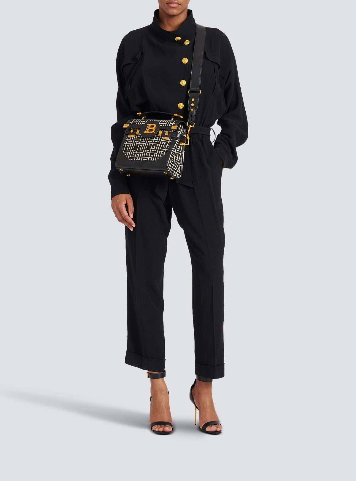 Bbuzz 23 bag in monogram jacquard - Ivory & Black