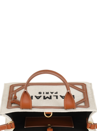 Cabas b-army petit modèle en toile avec empiècements en cuir - Naturel & Marron