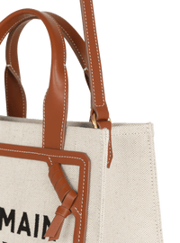 Cabas b-army petit modèle en toile avec empiècements en cuir - Naturel & Marron