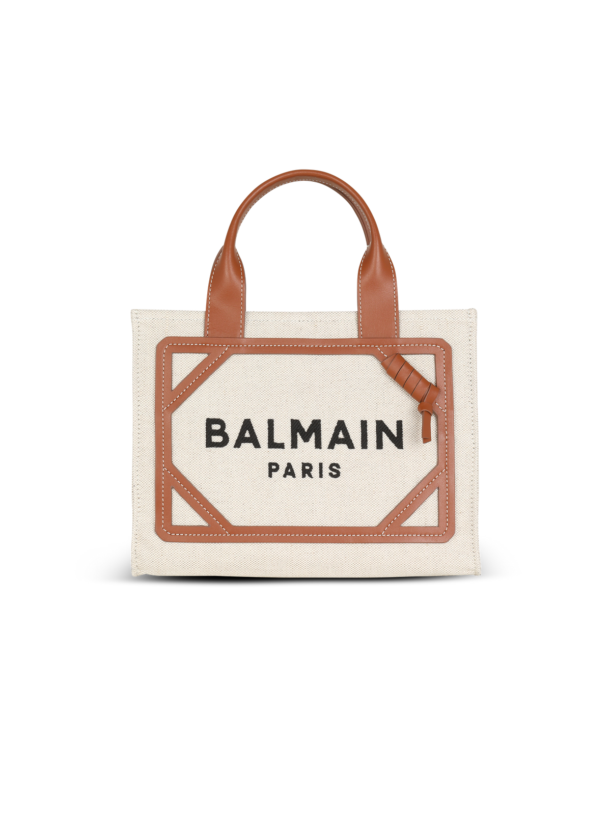 Cabas b-army petit modèle en toile avec empiècements en cuir - Naturel & Marron