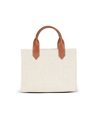Cabas b-army petit modèle en toile avec empiècements en cuir - Naturel & Marron