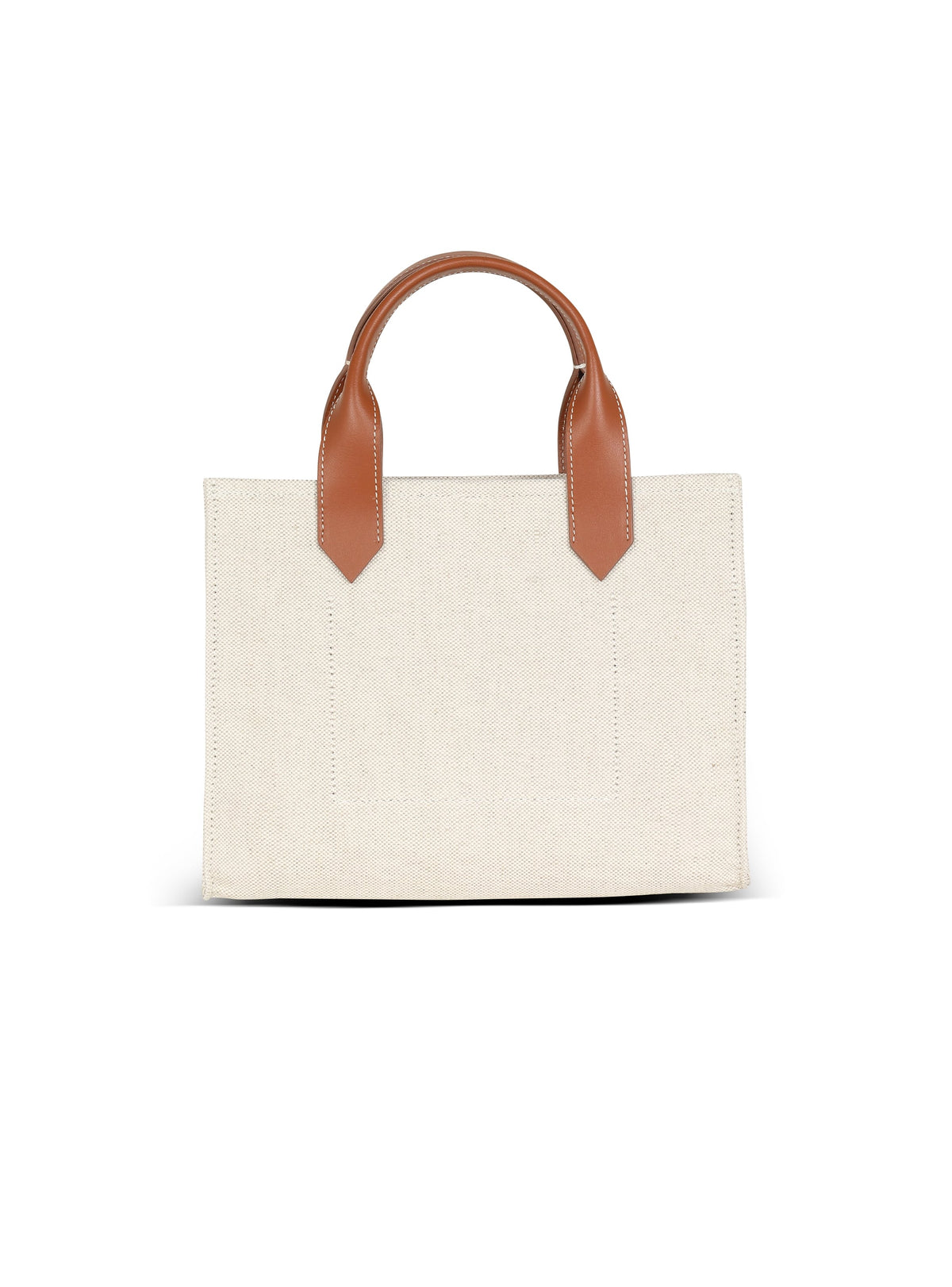 Cabas b-army petit modèle en toile avec empiècements en cuir - Naturel & Marron