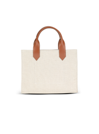 Cabas b-army petit modèle en toile avec empiècements en cuir - Naturel & Marron