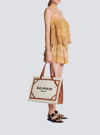 Sac cabas B-Army 42 en toile et détails cuir - Naturel & Marron