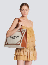 Sac cabas b-army 42 en toile et détails cuir - Naturel & Marron