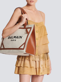 Sac cabas B-Army 42 en toile et détails cuir - Naturel & Marron