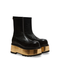 Bottes à plateforme en cuir - Noir & Or