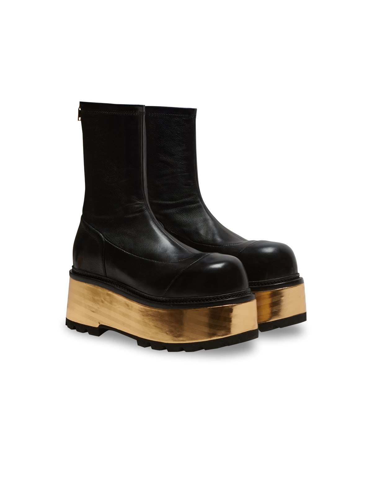 Bottes à plateforme en cuir - Noir & Or