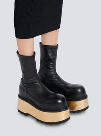 Bottes à plateforme en cuir - Noir & Or
