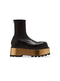 Bottes à plateforme 120 en cuir - Noir & Or