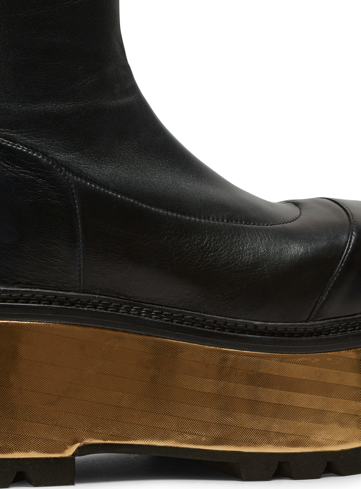 Bottes à plateforme en cuir - Noir & Or
