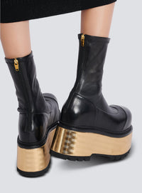 Bottes à plateforme en cuir - Noir & Or