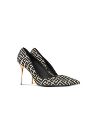 Escarpins ruby en jacquard monogramme - Ivoire & Noir