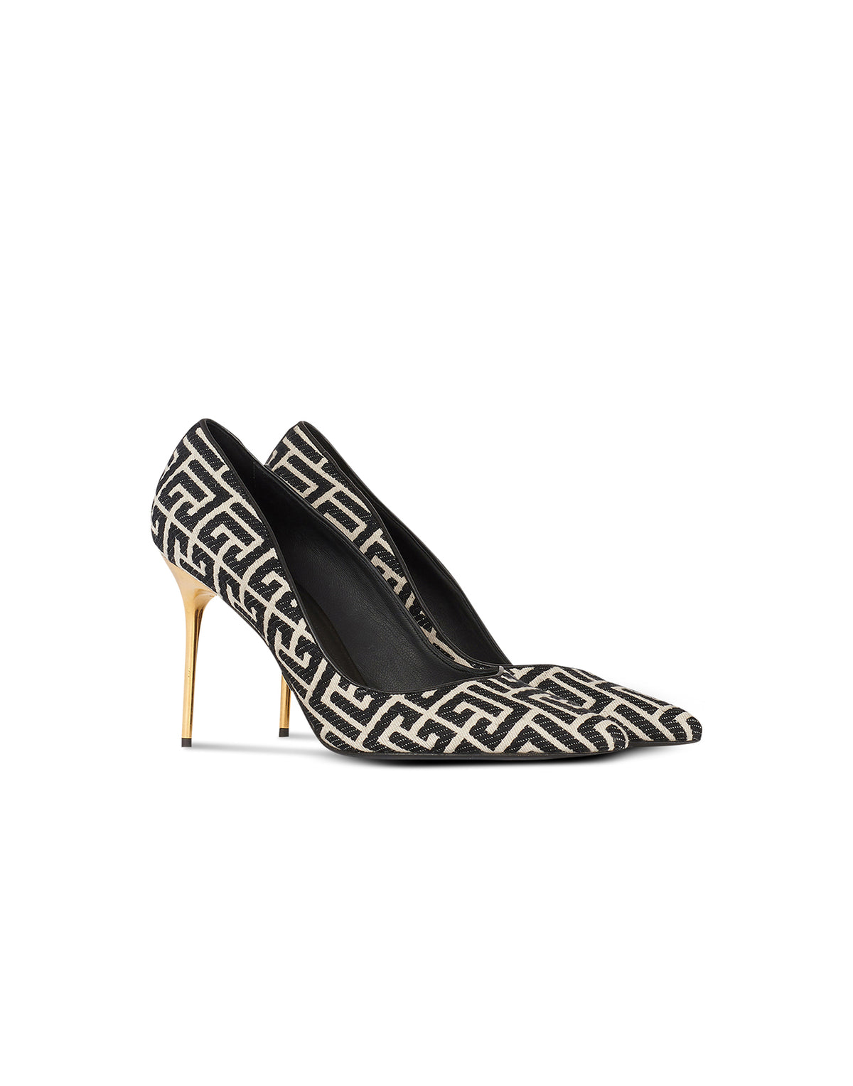 Escarpins ruby en jacquard monogramme - Ivoire & Noir