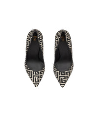 Escarpins ruby en jacquard monogramme - Ivoire & Noir