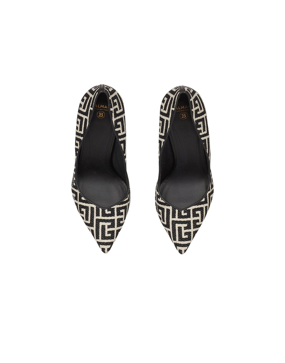 Escarpins ruby en jacquard monogramme - Ivoire & Noir