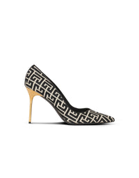 Escarpins ruby en jacquard monogramme - Ivoire & Noir